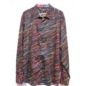 Inserch Icon Mens Abstract Multi Color Long Sleeve Shirt Size 3XL